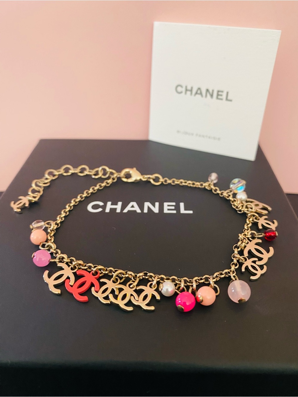 🛍️CHANEL Authentic 2004 Gold-Tone CC Charm Anklet/Bracelet w Original Packaging